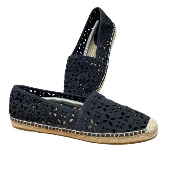 New Michael Kors Darci Black Eyelet Canvas Espadrilles Flat Shoe Slip On Sz 9.5 - Picture 8 of 13